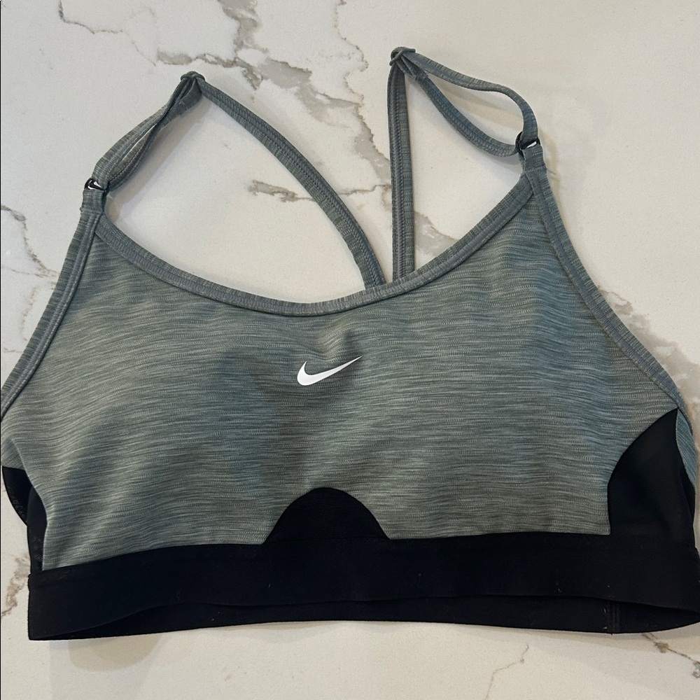 Nike Girls Gray and Black Strappy Sports Bra